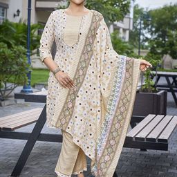 DIVASTRI Women Floral Printed Regular Kurta with Trousers & With Dupatta image 2