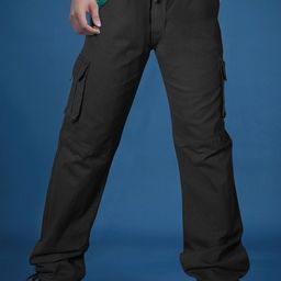 Jb Just BLACK Men Solid Mid-Rise Relaxed Loose Fit Cargos Trousers-image-76