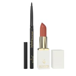 SUAVIS Set Of 2 Long Lasting Lipstick - Red Flame - 106 & Kajal Black - 401-19
