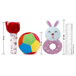 SnugglePuff Combo (3-in-1): Kitty & Bunny Rattles, 11cm Ball  Multicolor image 3