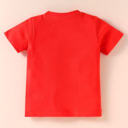 OHMS Sinker Knit Half Sleeves T-Shirts & Shorts Set With Text & Animal Print Pack of 2 - Red & Light Blue image 3