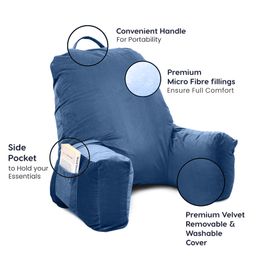 Kwality Dreams Reading Pillow, Bed Rest Pillow with Support Arms, Perfect Back Support, King Size - Blue image 4