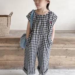 LULU & SKY Girls Checked Basic Jumpsuit-image-63