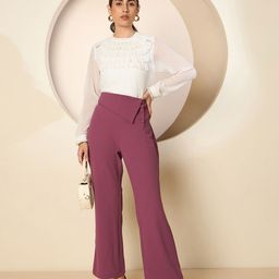 Antheaa Women Solid Smart High-Rise Trousers-image-66