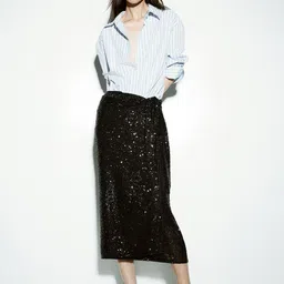 H&M Sequined Wrap Skirts-image-9