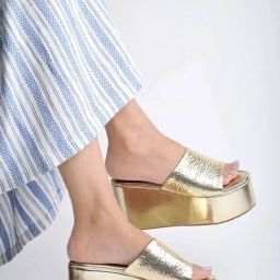 Shoetopia Kids Golden Casual Slides-image-99