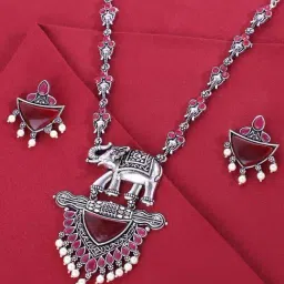 Panash Silver Plated Stones Studded & Beaded Jewellery Set-image-31