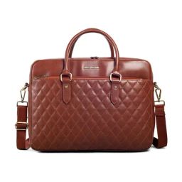 Gauge Machine Signature Tan Quilted Medium Laptop Bag-image-15
