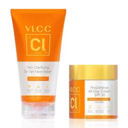VLCC Clinic Skin Clarifying De-Tan Face Wash & ProDefense All Day Cream Combo-image-47