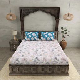 JaipurFabric White Pure Cotton 180 TC Contemporary King Size Bedsheet with 2 Pillow Covers-image-34