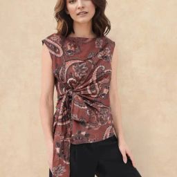 RAREISM Brown Cotton Blend Printed Sleeveless Top-image-20