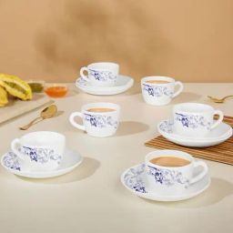 Larah by Borosil White Ceramic Opalware Cup and Saucer Set of 12 220ml-image-46