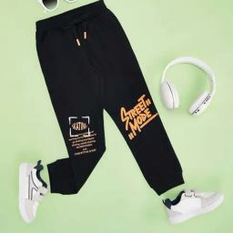 Pantaloons Junior Boys Jet Black Cotton Printed Track Bottoms & Joggers-image-16