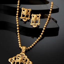 Panash Gold Plated CZ Studded Ganesh Shaped Pendant With Chain-92