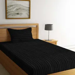 HOSTA HOMES Black Cotton 180 TC Bed Sheet Set-picture-24