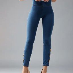 DOLCE CRUDO Blue High Rise Denim Jeggings-image-91