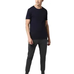 Peter England Navy & Grey Regular Fit Solid T-Shirt & Joggers Set-picture-18