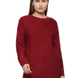 Van Heusen Maroon Self Design Sweater-33