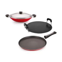 Nirlon Non-Stick Red Aluminium Tawas & Appachatti Combo Gift Set-image-98