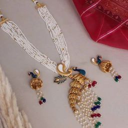 Panash Gold Plated Stones Studded & Beaded Jewellery Set-image-88
