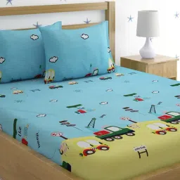 HOSTA HOMES Multicolor Glace Cotton 220 TC Bed Sheet with 2 Pillow Cover-picture-44