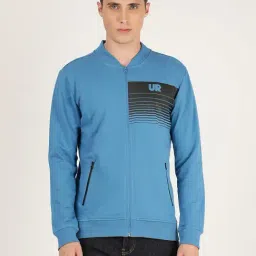 Lee Blue Full Sleeves Mandarin Collar Sweatshirt-48