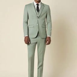 Men Green Slim Fit Solid Party Three Piece Suit-picture-33
