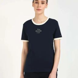 Tommy Hilfiger Dark Night Navy Cotton Regular Fit T-Shirt-image-34