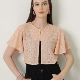 Style Quotient Beige Self Pattern Shrug-44