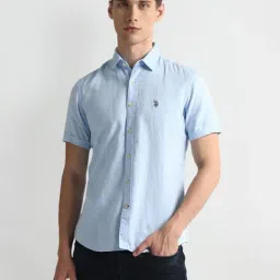 U.S. Polo Assn. Blue Cotton Slim Fit Shirt-picture-0