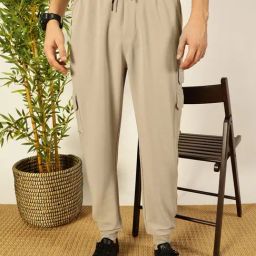 Thomas Scott Grey Polyster Solid Relaxed Fit Casual Trackpants-image-76