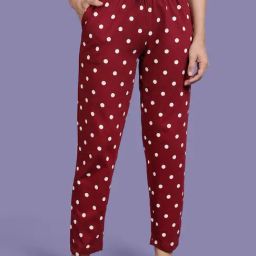 Kryptic Maroon Cotton Relaxed Fit Printed Lounge Pants-image-34