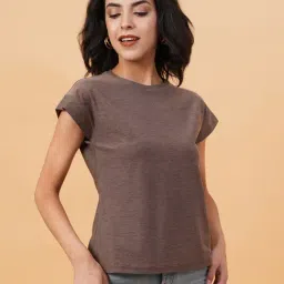 Kotty Brown Textured T-Shirt-image-78