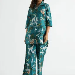 FLAVIA CREATION Printed Round Neck Shirt With Trousers Co-Ords-picture-49