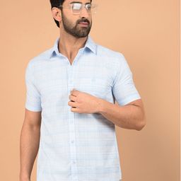 Crimsoune Club Men Classic Slim Fit Spread Collar Textured Cotton Casual Shirt-image-102