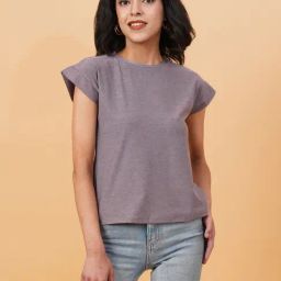 Kotty Mauve Textured T-Shirt-image-77