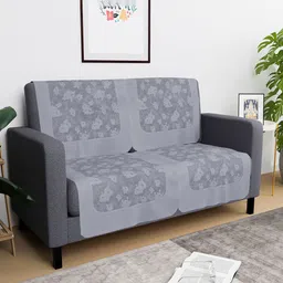 Kuber Industries Grey 4 Pieces Printed Cotton 2-Seater Sofa Covers With Arms-image-61