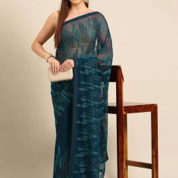 MAHALASA Blue Embroidered Saree With Unstitched Blouse-picture-14
