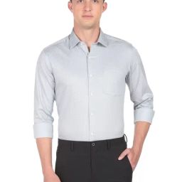 Arrow Grey Cotton Slim Fit Printed Shirt-picture-3