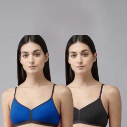 AROUSY Blue & Black Cotton T-Shirt Bra - Pack Of 2-picture-31