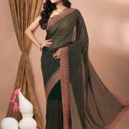 MAHALASA Green Embellished Saree With Unstitched Blouse-picture-45