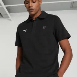 Puma Scuderia Ferrari Motorsport Black Cotton Regular Fit Sports Polos-image-26