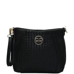 Rocia Black Textured Medium Shoulder Handbag-image-16