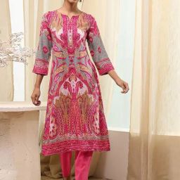 Biba Pink Viscose Rayon Straight Printed Short Kurta-picture-28