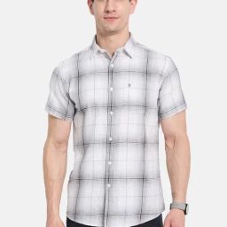 Mettle Grey Cotton Regular Fit Checks Shirt-picture-31