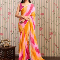 limtd Leheriya Gotta Patti Pure Georgette Leheriya Saree-image-4