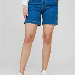 Life With Pockets Blue Relaxed Fit Shorts-image-92