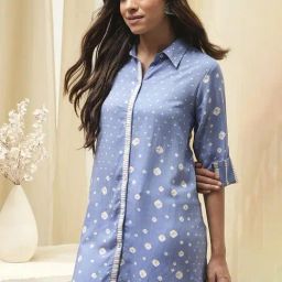 Biba Blue Printed High-Low Short Kurta-picture-21