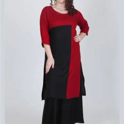 LASTINCH Maroon & Black Rayon printed Kurta-picture-13