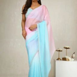 Soch Turquoise & Pink Ombre Saree-picture-16